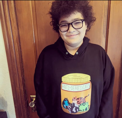 'Take Your Anti-Depresscats!' Grown Folks Hoodie